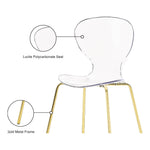 Clarion Lucite Seat And Metal Base Dining Chair in Gold