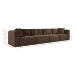 Shaggy 140" Corduroy Performance Fabric Upholstered 4 pc. Modular Sofa in Brown