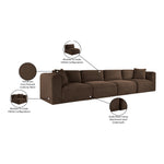 Shaggy 140" Corduroy Performance Fabric Upholstered 4 pc. Modular Sofa in Brown