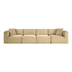 Shaggy 140" Corduroy Performance Fabric Upholstered 4 pc. Modular Sofa in Camel