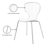 Clarion Lucite Seat And Metal Base Dining Chair in Chrome