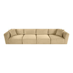 Shaggy 140" Corduroy Performance Fabric Upholstered 4 pc. Modular Sofa in Camel