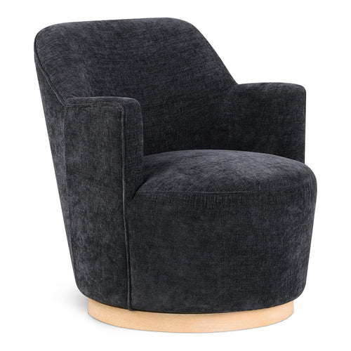 Clarita Chenille Fabric Upholstered Swivel Accent Chair in Black
