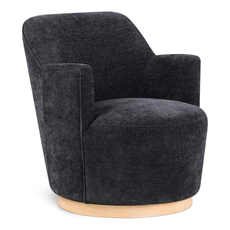 Clarita Chenille Fabric Upholstered Swivel Accent Chair in Black