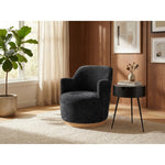 Clarita Chenille Fabric Upholstered Swivel Accent Chair in Black