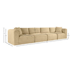 Shaggy 140" Corduroy Performance Fabric Upholstered 4 pc. Modular Sofa in Camel