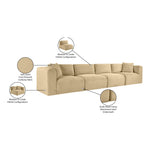 Shaggy 140" Corduroy Performance Fabric Upholstered 4 pc. Modular Sofa in Camel