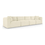 Shaggy 140" Corduroy Performance Fabric Upholstered 4 pc. Modular Sofa in Cream