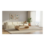 Shaggy 140" Corduroy Performance Fabric Upholstered 4 pc. Modular Sofa in Cream
