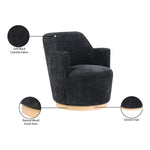 Clarita Chenille Fabric Upholstered Swivel Accent Chair in Black