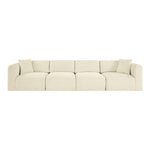 Shaggy 140" Corduroy Performance Fabric Upholstered 4 pc. Modular Sofa in Cream