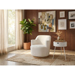 Clarita Chenille Fabric Upholstered Swivel Accent Chair in Cream