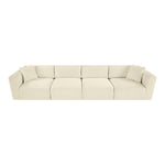 Shaggy 140" Corduroy Performance Fabric Upholstered 4 pc. Modular Sofa in Cream