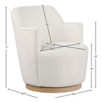 Clarita Chenille Fabric Upholstered Swivel Accent Chair in Cream