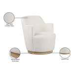 Clarita Chenille Fabric Upholstered Swivel Accent Chair in Cream
