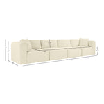 Shaggy 140" Corduroy Performance Fabric Upholstered 4 pc. Modular Sofa in Cream