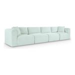 Shaggy 140" Corduroy Performance Fabric Upholstered 4 pc. Modular Sofa in Mint