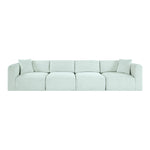 Shaggy 140" Corduroy Performance Fabric Upholstered 4 pc. Modular Sofa in Mint