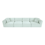 Shaggy 140" Corduroy Performance Fabric Upholstered 4 pc. Modular Sofa in Mint