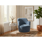 Clarita Chenille Fabric Upholstered Swivel Accent Chair in Light Blue