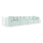 Shaggy 140" Corduroy Performance Fabric Upholstered 4 pc. Modular Sofa in Mint
