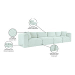 Shaggy 140" Corduroy Performance Fabric Upholstered 4 pc. Modular Sofa in Mint