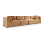 Shaggy 140" Corduroy Performance Fabric Upholstered 4 pc. Modular Sofa in Saddle