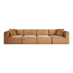 Shaggy 140" Corduroy Performance Fabric Upholstered 4 pc. Modular Sofa in Saddle