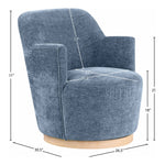Clarita Chenille Fabric Upholstered Swivel Accent Chair in Light Blue