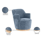 Clarita Chenille Fabric Upholstered Swivel Accent Chair in Light Blue