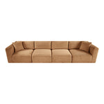 Shaggy 140" Corduroy Performance Fabric Upholstered 4 pc. Modular Sofa in Saddle