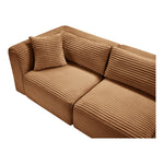 Shaggy 140" Corduroy Performance Fabric Upholstered 4 pc. Modular Sofa in Saddle