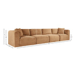 Shaggy 140" Corduroy Performance Fabric Upholstered 4 pc. Modular Sofa in Saddle