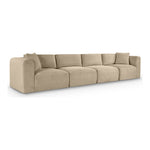 Shaggy 140" Corduroy Performance Fabric Upholstered 4 pc. Modular Sofa in Taupe
