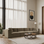 Shaggy 140" Corduroy Performance Fabric Upholstered 4 pc. Modular Sofa in Taupe