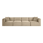 Shaggy 140" Corduroy Performance Fabric Upholstered 4 pc. Modular Sofa in Taupe