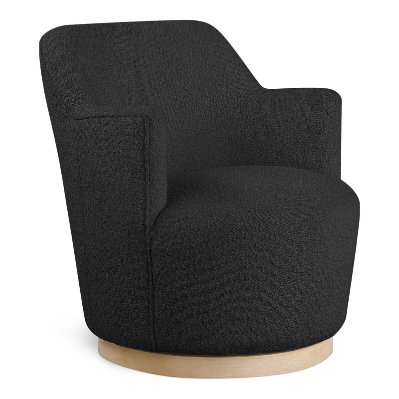 Clarita Boucle Fabric Upholstered Swivel Accent Chair in Black