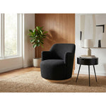Clarita Boucle Fabric Upholstered Swivel Accent Chair in Black