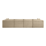 Shaggy 140" Corduroy Performance Fabric Upholstered 4 pc. Modular Sofa in Taupe