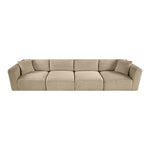 Shaggy 140" Corduroy Performance Fabric Upholstered 4 pc. Modular Sofa in Taupe
