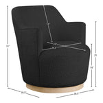 Clarita Boucle Fabric Upholstered Swivel Accent Chair in Black