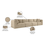 Shaggy 140" Corduroy Performance Fabric Upholstered 4 pc. Modular Sofa in Taupe