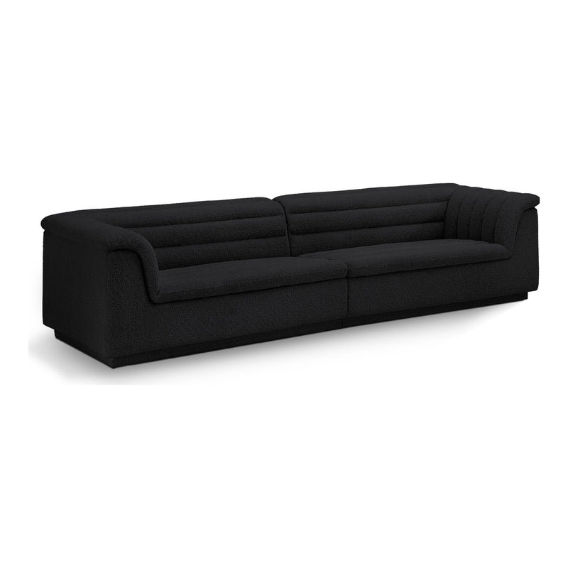Cascade 118" Boucle Fabric Upholstered Modular Sofa in Black
