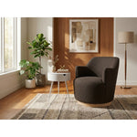 Clarita Boucle Fabric Upholstered Swivel Accent Chair in Brown