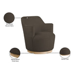 Clarita Boucle Fabric Upholstered Swivel Accent Chair in Brown