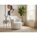 Clarita Boucle Fabric Upholstered Swivel Accent Chair in Cream