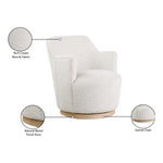 Clarita Boucle Fabric Upholstered Swivel Accent Chair in Cream