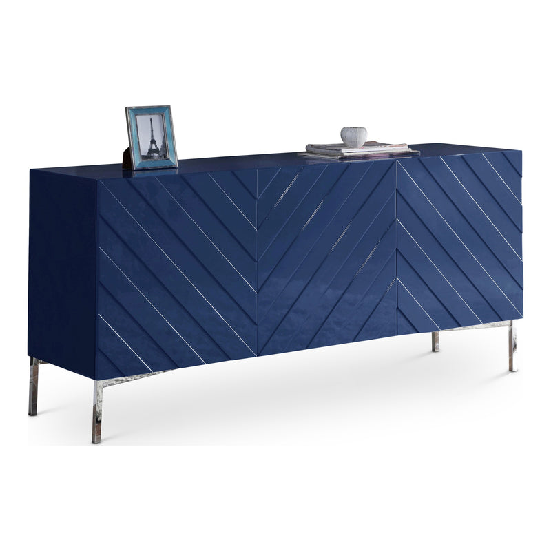 Collette Lacquer Finish And Stainless Steel Sideboard / Buffet in Navy