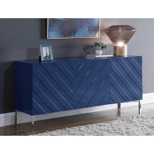 Collette Lacquer Finish And Stainless Steel Sideboard / Buffet in Navy