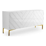 Collette Lacquer Finish And Stainless Steel Sideboard / Buffet in White